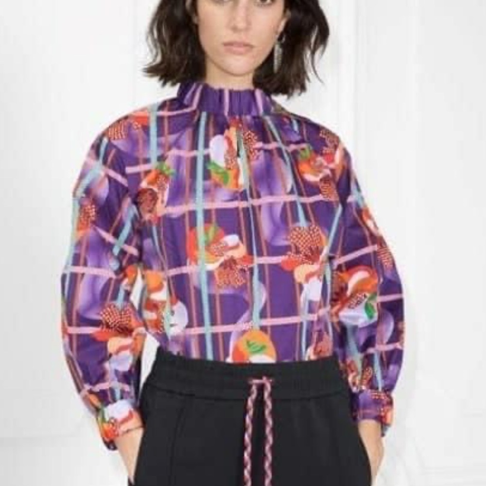Anthropologie Paris Atelier Other Stories Orchid 12 Puffer Cotton Fairy Grunge